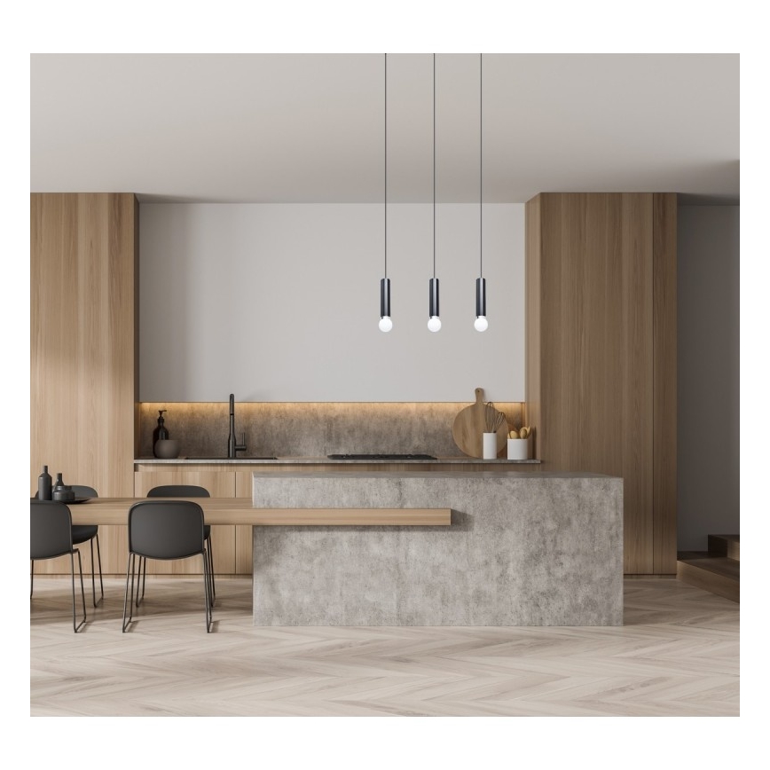 ITALUX - Κρεμαστό φωτιστικό με καλώδιο MACERA 3xE27/40W/230V μαύρο