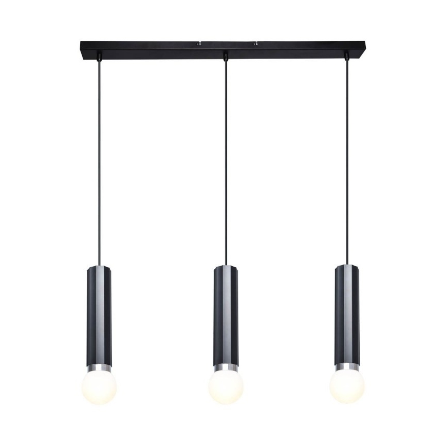 ITALUX - Κρεμαστό φωτιστικό με καλώδιο MACERA 3xE27/40W/230V μαύρο