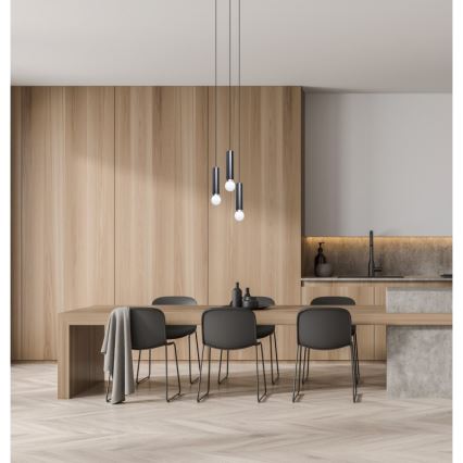 ITALUX - Κρεμαστό φωτιστικό MACERA με καλώδιο 3xE27/40W/230V μαύρο