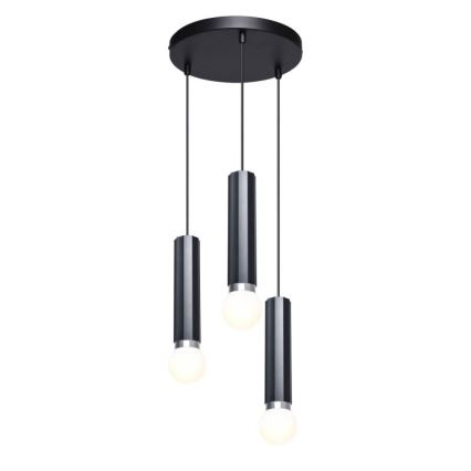 ITALUX - Κρεμαστό φωτιστικό MACERA με καλώδιο 3xE27/40W/230V μαύρο