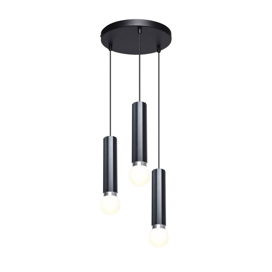 ITALUX - Κρεμαστό φωτιστικό MACERA με καλώδιο 3xE27/40W/230V μαύρο