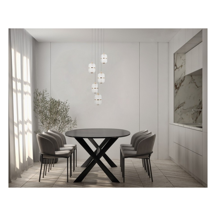 ITALUX - LED Κρεμαστό φωτιστικό με καλώδιο ALANI 5xLED/5,6W/230V 3000K μαύρο/χρυσό