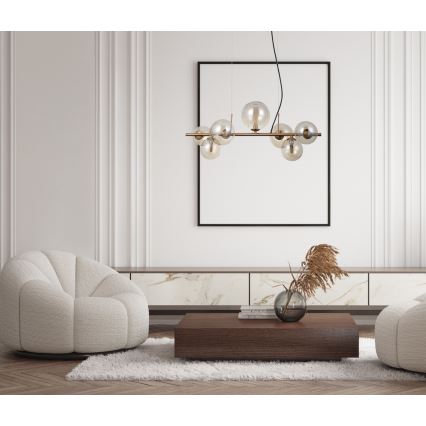 ITALUX - Πολύφωτο με συρματόσχοινο CANELLO 7xG9/5W/230V ορείχαλκος