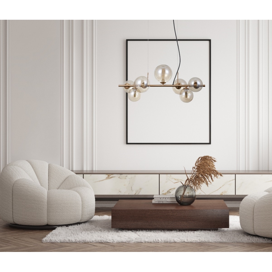 ITALUX - Πολύφωτο με συρματόσχοινο CANELLO 7xG9/5W/230V ορείχαλκος