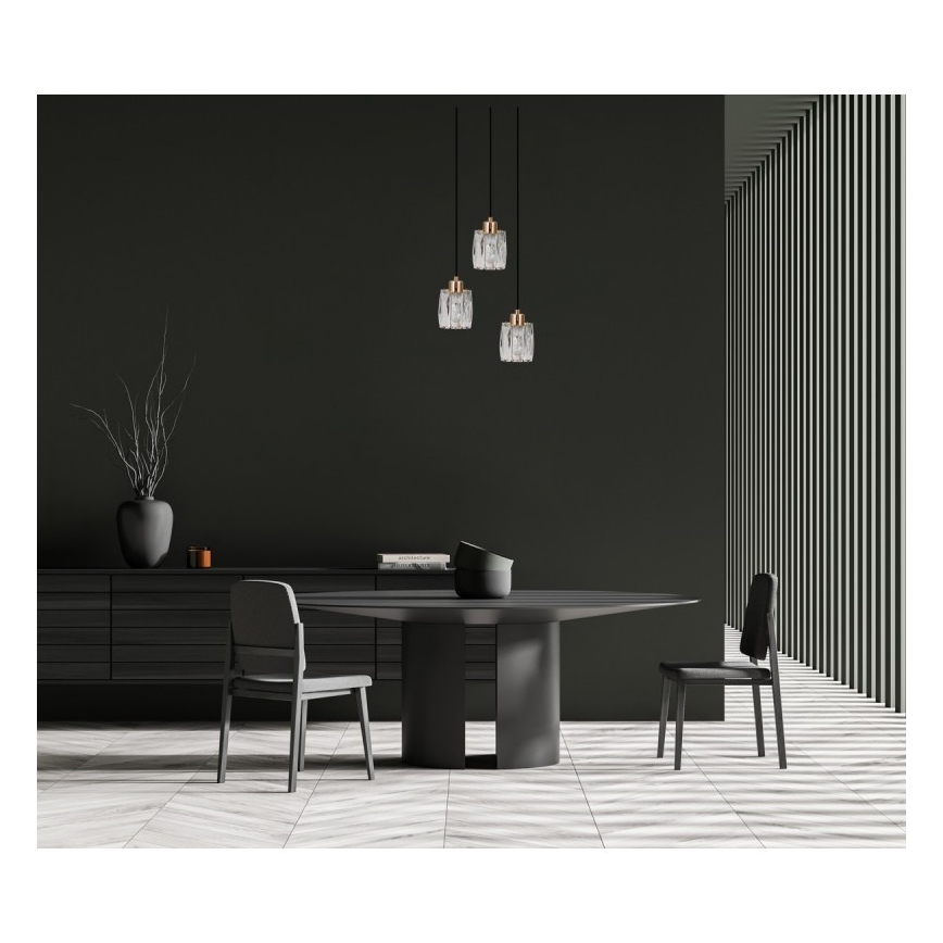 ITALUX - Κρεμαστό φωτιστικό με καλώδιο TORNO 3xE14/40W/230V μαύρο/χρυσό