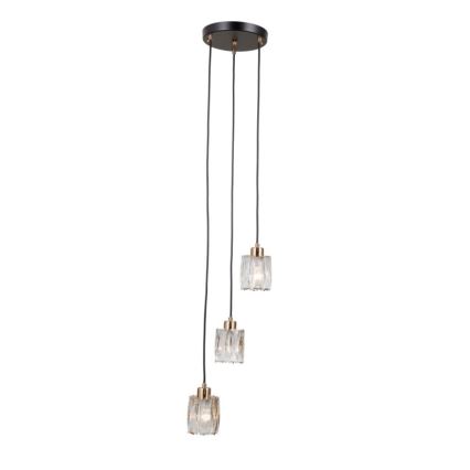ITALUX - Κρεμαστό φωτιστικό με καλώδιο TORNO 3xE14/40W/230V μαύρο/χρυσό