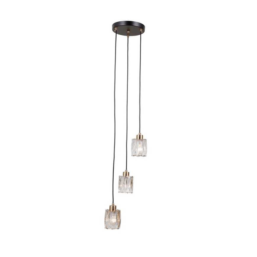 ITALUX - Κρεμαστό φωτιστικό με καλώδιο TORNO 3xE14/40W/230V μαύρο/χρυσό