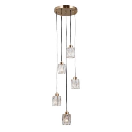 ITALUX - Κρεμαστό φωτιστικό με καλώδιο TORNO 5xE14/40W/230V χρυσό