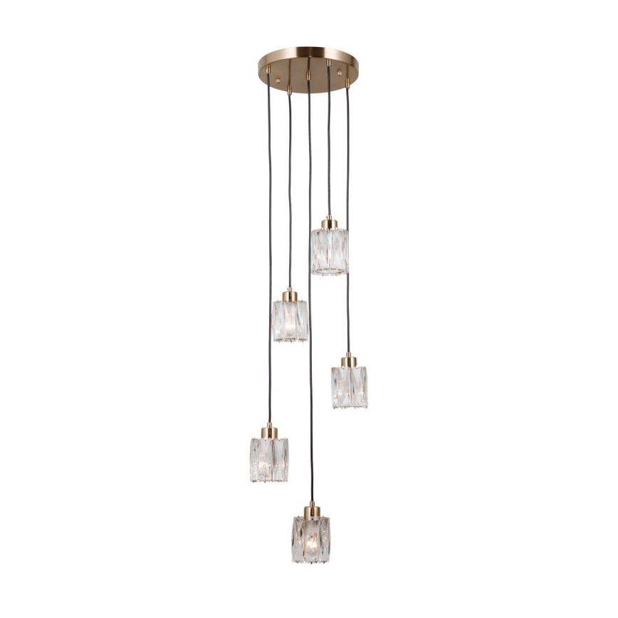 ITALUX - Κρεμαστό φωτιστικό με καλώδιο TORNO 5xE14/40W/230V χρυσό
