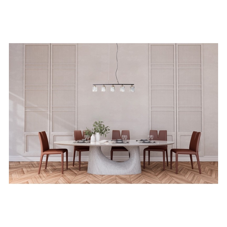 ITALUX - Πολυέλαιος με καλώδιο SIMONA 5xE14/40W/230V μαύρο/χρυσό