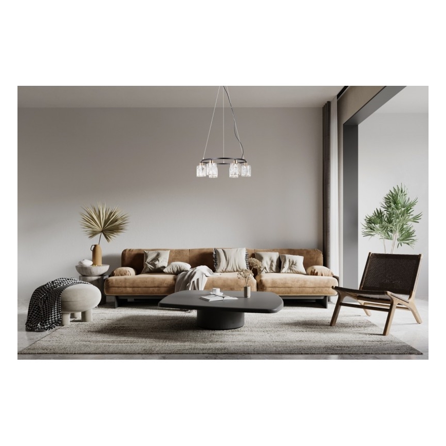 ITALUX - Πολυέλαιος με ανάρτηση σε καλώδιο SIMONA 6xE14/40W/230V μαύρο/χρυσό