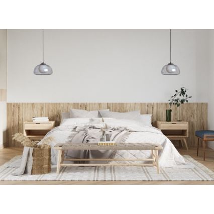 ITALUX - Κρεμαστό φωτιστικό με καλώδιο AINALE 1xG9/7W/230V μαύρο/καπνιστό μαύρο