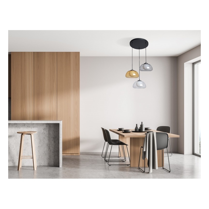 ITALUX - Κρεμαστό φωτιστικό σε καλώδιο AINALE 3xG9/7W/230V μαύρο/διάφανο/μπεζ/γκρι