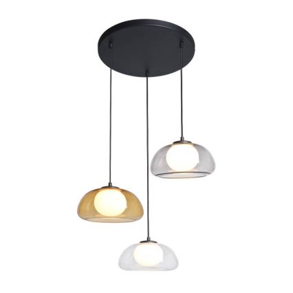 ITALUX - Κρεμαστό φωτιστικό σε καλώδιο AINALE 3xG9/7W/230V μαύρο/διάφανο/μπεζ/γκρι