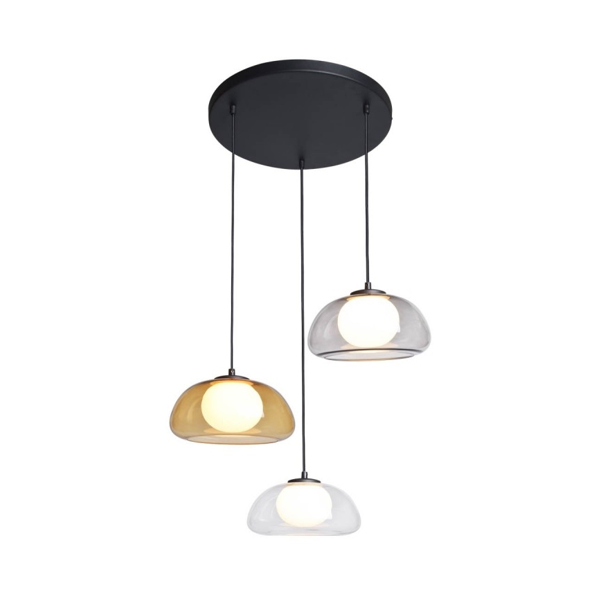 ITALUX - Κρεμαστό φωτιστικό σε καλώδιο AINALE 3xG9/7W/230V μαύρο/διάφανο/μπεζ/γκρι