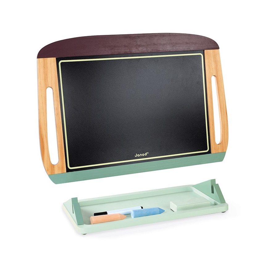 Janod - Φορητός πίνακας 2 σε 1 μαυροπίνακας και ασπροπίνακας πράσινο/καφέ
