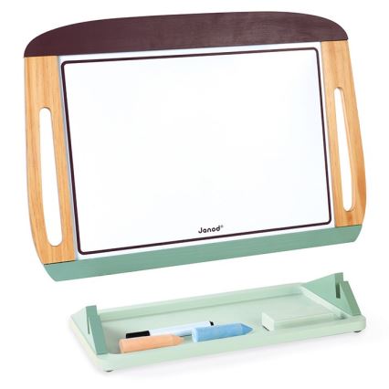 Janod - Φορητός πίνακας 2 σε 1 μαυροπίνακας και ασπροπίνακας πράσινο/καφέ
