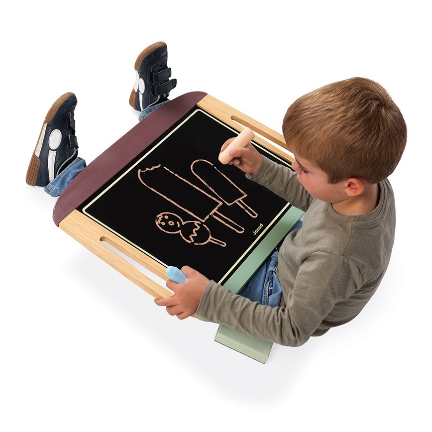 Janod - Φορητός πίνακας 2 σε 1 μαυροπίνακας και ασπροπίνακας πράσινο/καφέ