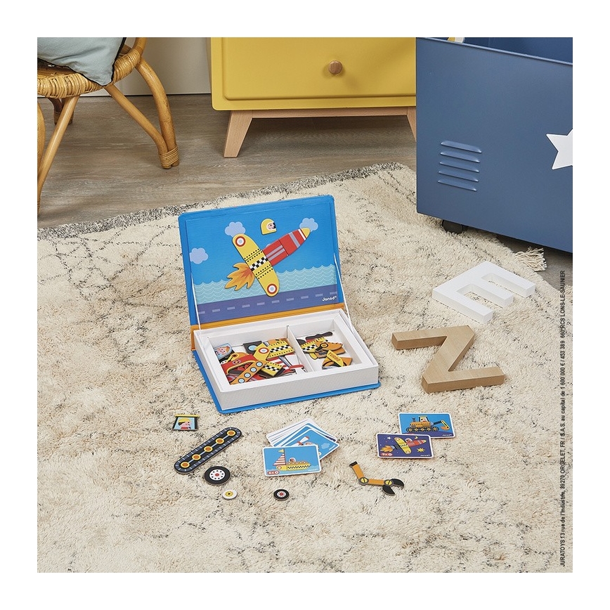 Janod - Μαγνητικό διαδραστικό σετ MAGNETIBOOK μέσα μεταφοράς