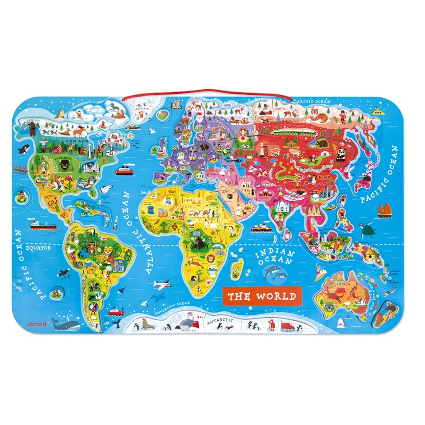 Janod - Μαγνητικός χάρτης του κόσμου στα αγγλικά