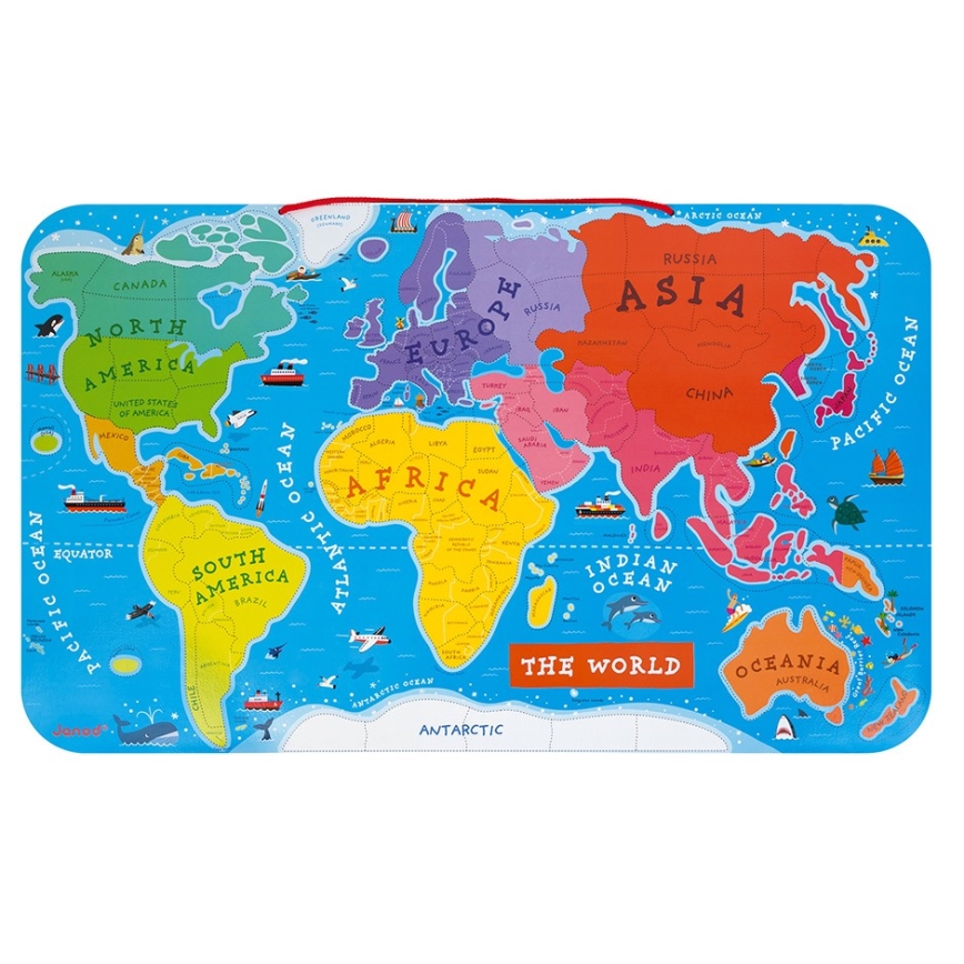 Janod - Μαγνητικός χάρτης του κόσμου στα αγγλικά