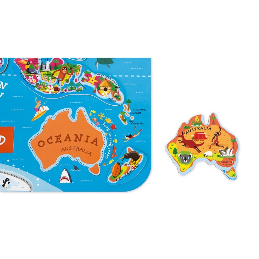 Janod - Μαγνητικός χάρτης του κόσμου στα αγγλικά