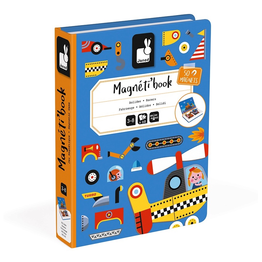 Janod - Μαγνητικό παιχνίδι κατασκευών βιβλίο  MAGNETIBOOK οχήματα
