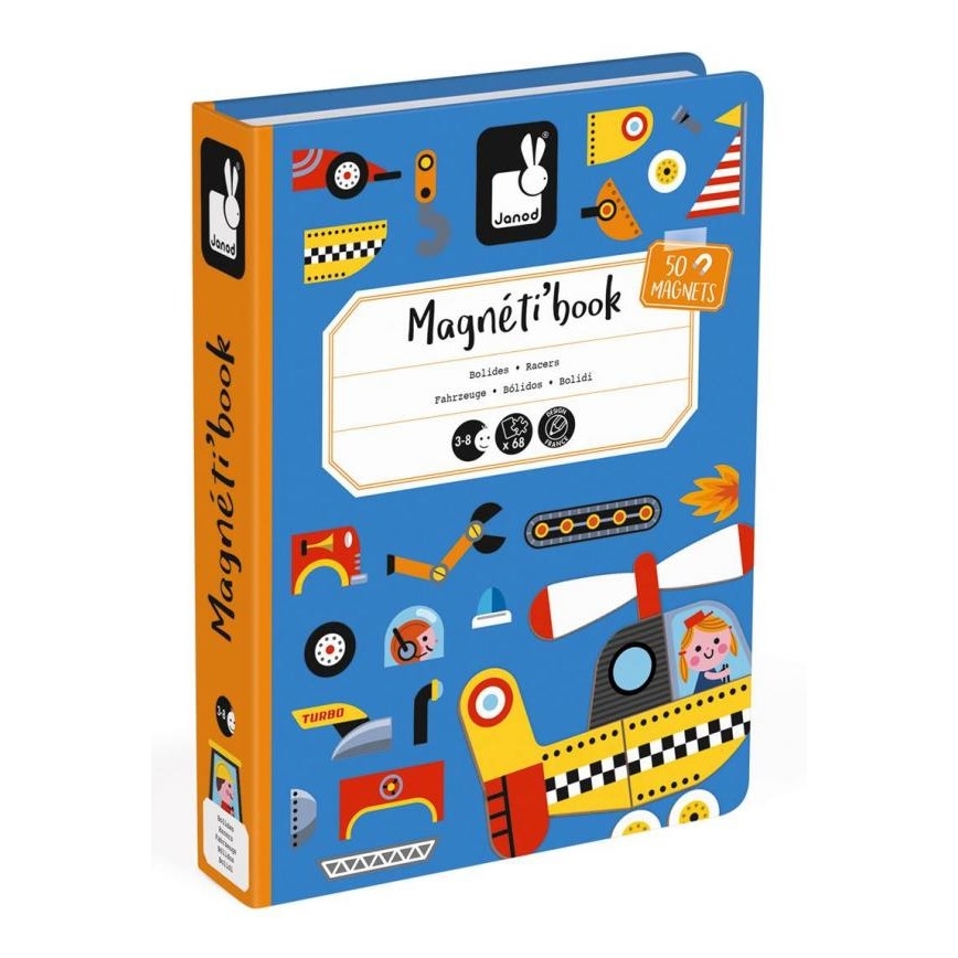Janod - Μαγνητικό παιχνίδι κατασκευών βιβλίο  MAGNETIBOOK οχήματα