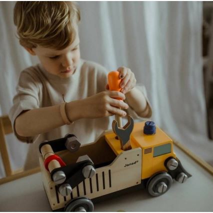 Janod - Ξύλινο σετ κατασκευής BRICOKIDS φορτηγό αυτοκίνητο