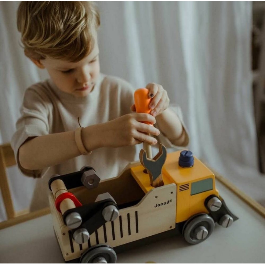 Janod - Ξύλινο σετ κατασκευής BRICOKIDS φορτηγό αυτοκίνητο
