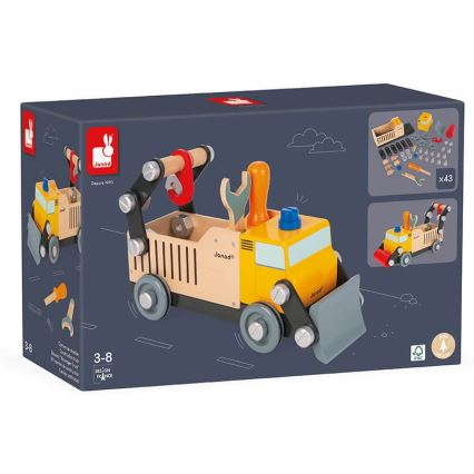 Janod - Ξύλινο σετ κατασκευής BRICOKIDS φορτηγό αυτοκίνητο