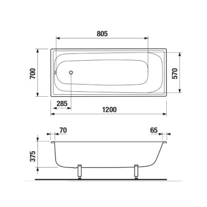 JIKA H2340200000001 - Μπανιέρα RIGA 120x70 ατσάλι/λευκό