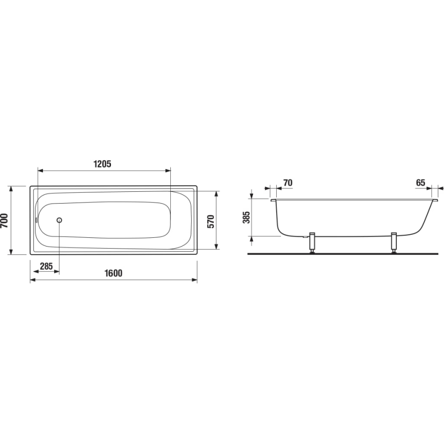 JIKA H2340600000001 - Μπανιέρα RIGA 160x70 ατσάλινη/λευκή