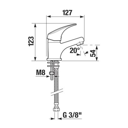 JIKA H3111N10041101 - Μπαταρία νιπτήρος TALAS 12,3 cm γυαλιστερό χρώμιο