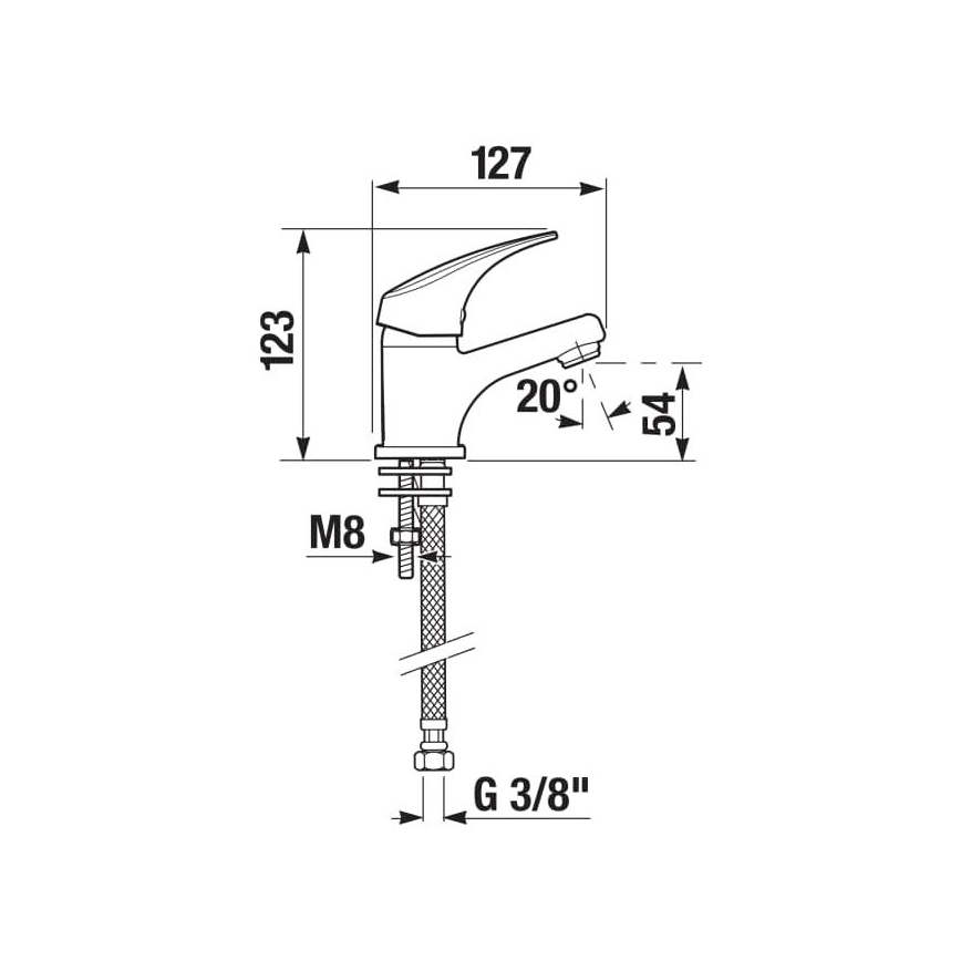 JIKA H3111N10041101 - Μπαταρία νιπτήρος TALAS 12,3 cm γυαλιστερό χρώμιο