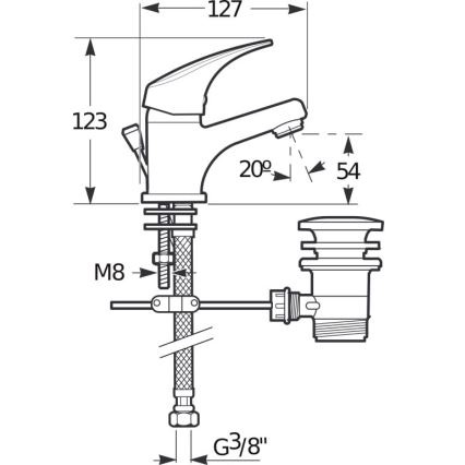 JIKA H3111N10041111 - Μπαταρία νιπτήρος + βαλβίδα με υπερχείλιση TALAS 12,3 cm γυαλιστερό χρώμιο