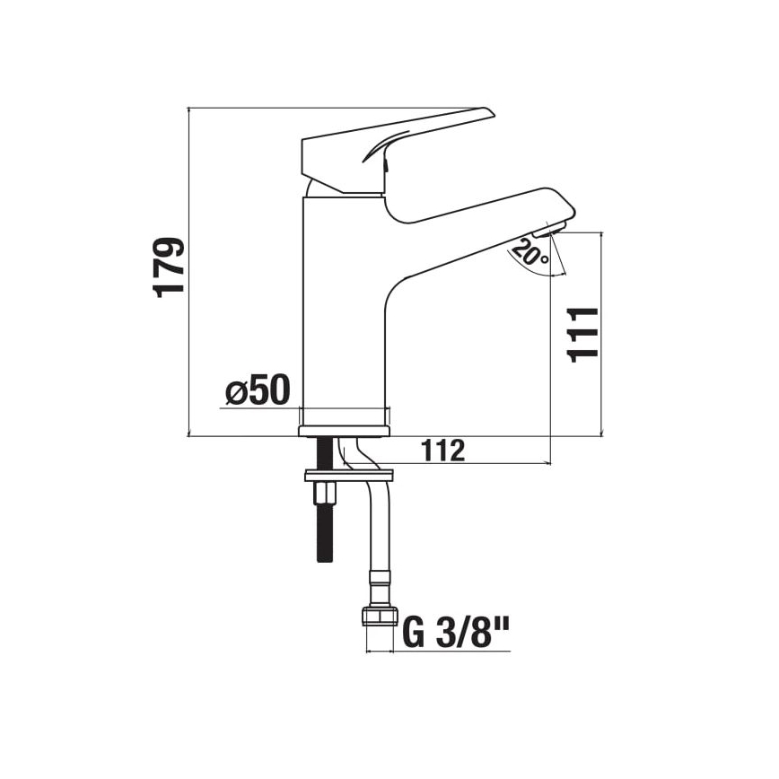 JIKA H3111W10041101 - Μπαταρία νιπτήρα CUBE 17,9 εκ. γυαλιστερό χρώμιο