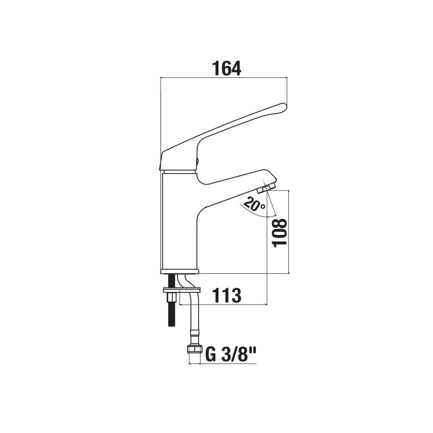 JIKA H3111W10045101 - Μπαταρία νιπτήρα με ιατρικό μοχλό CUBE 16,4 εκ. γυαλιστερό χρώμιο