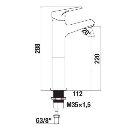 JIKA H3111W80041201 - Μπαταρία νιπτήρος CUBE 28,8 cm γυαλιστερό χρώμιο