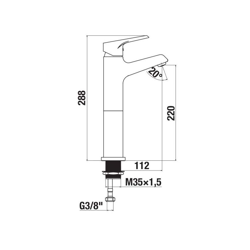 JIKA H3111W80041201 - Μπαταρία νιπτήρος CUBE 28,8 cm γυαλιστερό χρώμιο