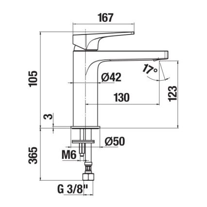 JIKA H3111X10041101 - Μπαταρία νιπτήρος CUBITO 10,5 cm γυαλιστερό χρώμιο
