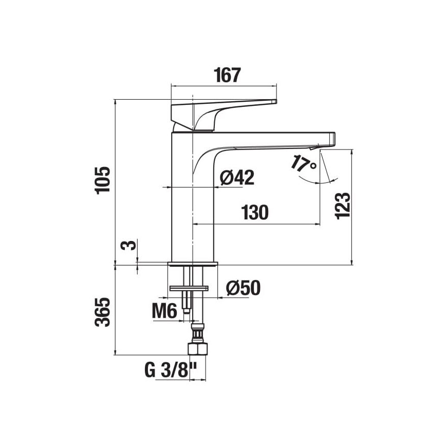 JIKA H3111X10041101 - Μπαταρία νιπτήρος CUBITO 10,5 cm γυαλιστερό χρώμιο