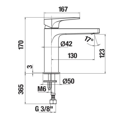 JIKA H3111X10041201 - Μπαταρία νιπτήρος CUBITO 17 cm γυαλιστερό χρώμιο