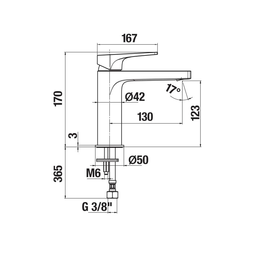 JIKA H3111X10041201 - Μπαταρία νιπτήρος CUBITO 17 cm γυαλιστερό χρώμιο