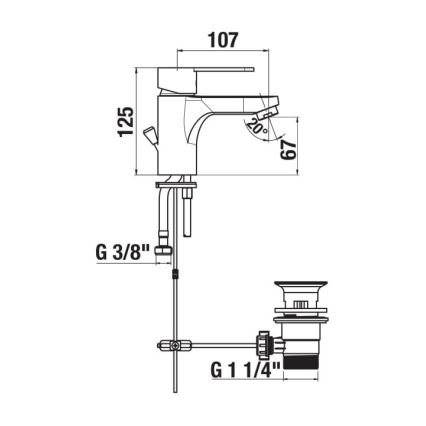 JIKA H3111Z10041111 - Μπαταρία νιπτήρα με βαλβίδα υπερχείλισης LYRA 12,5 εκ. γυαλιστερό χρώμιο