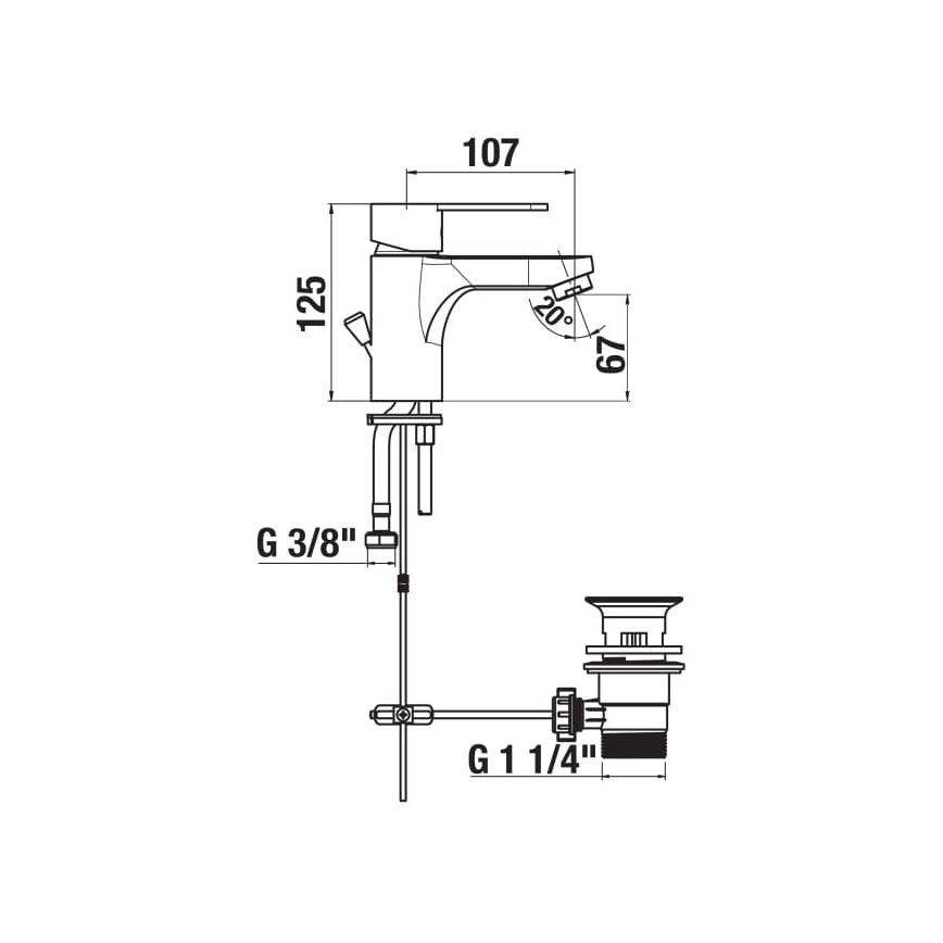 JIKA H3111Z10041111 - Μπαταρία νιπτήρα με βαλβίδα υπερχείλισης LYRA 12,5 εκ. γυαλιστερό χρώμιο