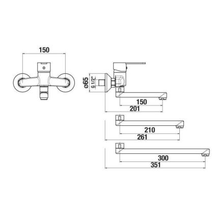 JIKA H3111Z70042201 - Μπαταρία νιπτήρα LYRA 15x20,1 εκ. γυαλιστερό χρώμιο