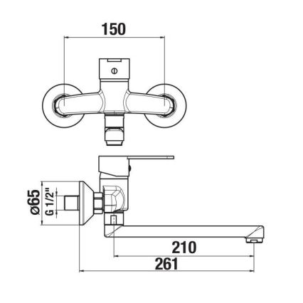 JIKA H3111Z70042301 - Μπαταρία νιπτήρος LYRA 15x26,1 cm γυαλιστερό χρώμιο
