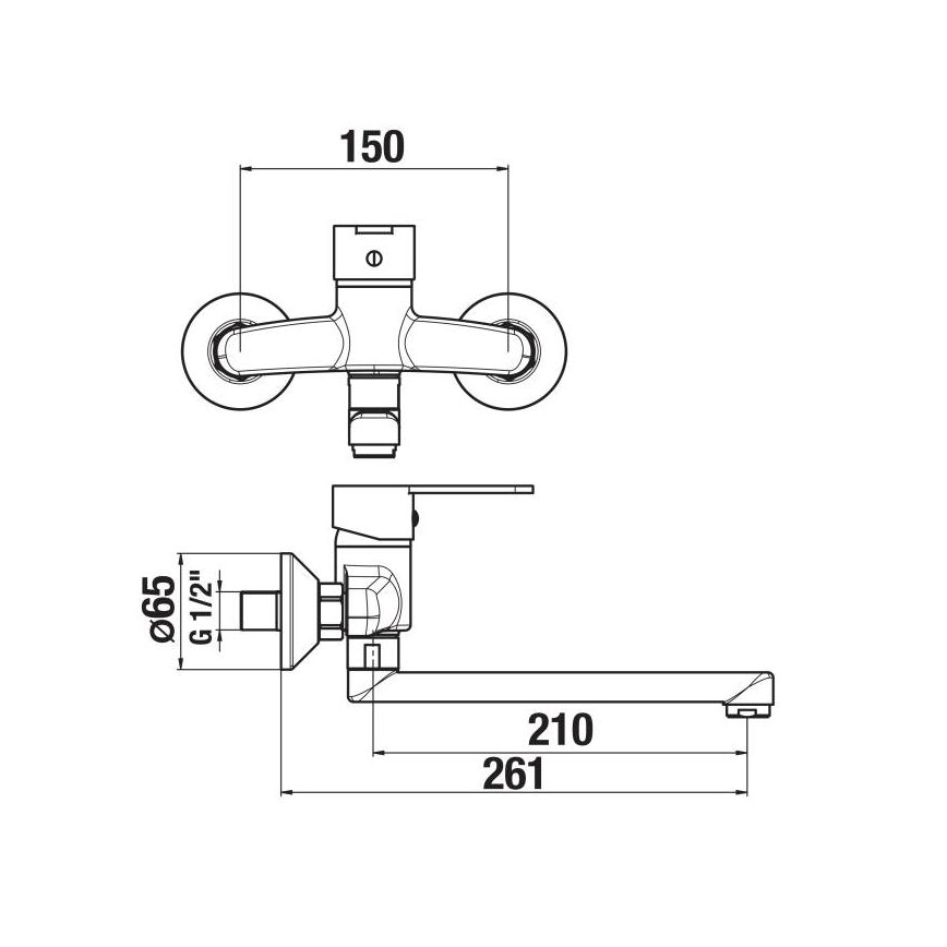 JIKA H3111Z70042301 - Μπαταρία νιπτήρος LYRA 15x26,1 cm γυαλιστερό χρώμιο