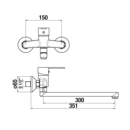 JIKA H3111Z70042401 - Μπαταρία νιπτήρος LYRA 15x35,1 cm γυαλιστερό χρώμιο